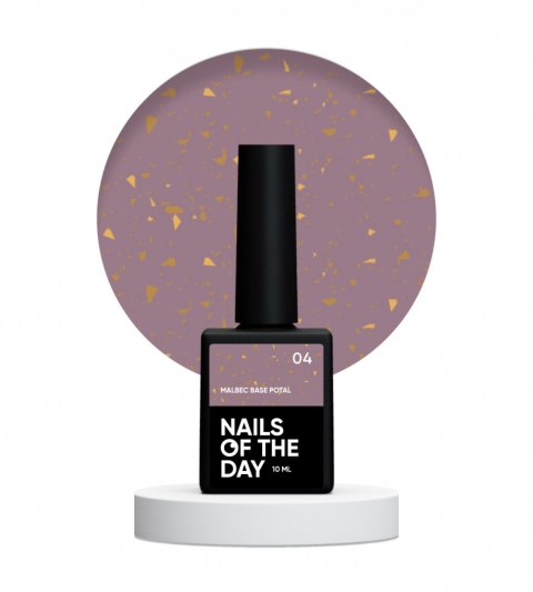 NAILSOFTHEDAY Malbec base Potal 04 - stained glass grey-purple base with gold petals, 10 ml