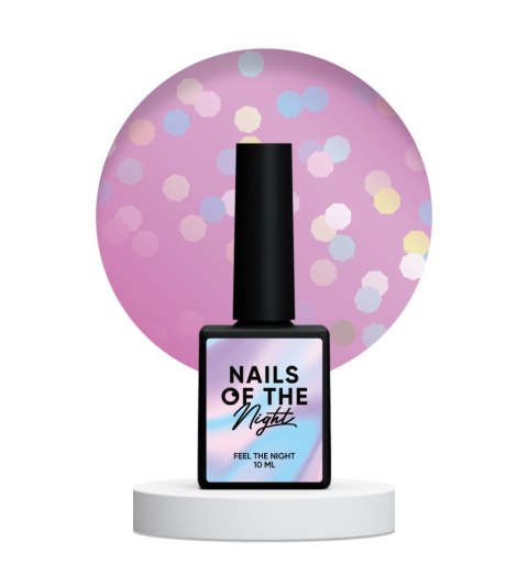 NAILSOFTHENIGHT Party base 01 – неоново-лілова база з голографічними шестигранниками, 10 мл