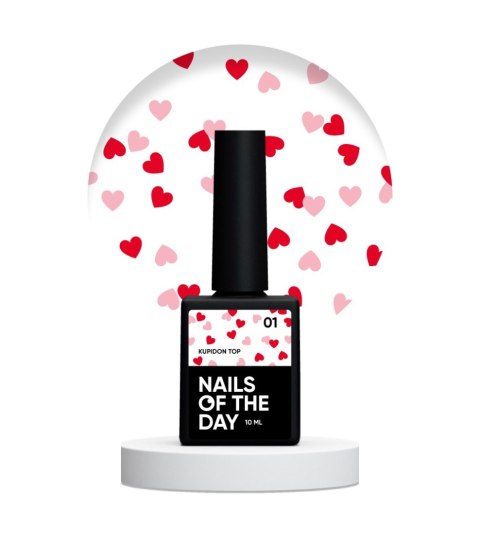 NAILSOFTHEDAY Kupidon top 01 - top with red ta pink hearts without a sticky layer, 10 ml