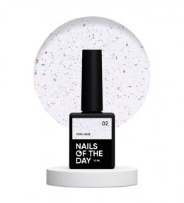 NAILSOFTHEDAY Potal base 02 – молочно-блакитна база з золотисто-фіолетовою та бірюзовою поталлю, 10 мл