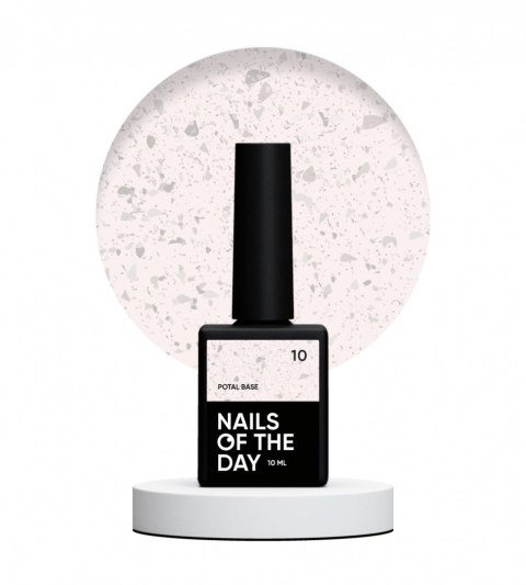 NAILSOFTHEDAY Potal base 10 – cool-milky base with silver flakes, 10 ml