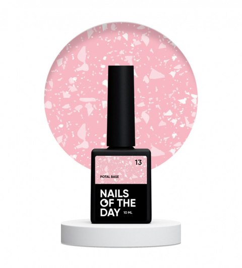 NAILSOFTHEDAY Potal base 13 – light pink base with white flakes, 10 ml