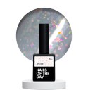 NAILSOFTHEDAY Potal base 15 – delicate-milky base with holographic petals, 10 ml