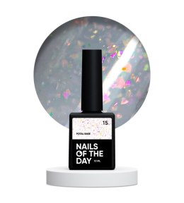 NAILSOFTHEDAY Potal base 15 – delikatno-mleczna baza z holograficznymi płatkami, 10 ml