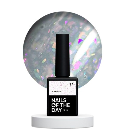 NAILSOFTHEDAY Potal base 17 – ніжно-молочна база з голографічною поталлю, 10 мл