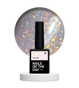 NAILSOFTHEDAY Potal base 18 – delikatno-mleczna baza z holograficznymi płatkami, 10 ml