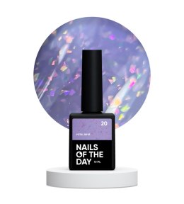 NAILSOFTHEDAY Potal base 20 – light lilac base with holographic petals, 10 ml