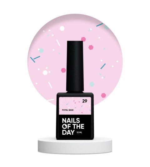 NAILSOFTHEDAY Potal base 29 – mleczno-różowa baza z neonowym brokatem, 10 ml