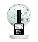 NAILSOFTHEDAY Potal base 30 – mleczna baza z czarnym oraz zielonym brokatem, 10 ml