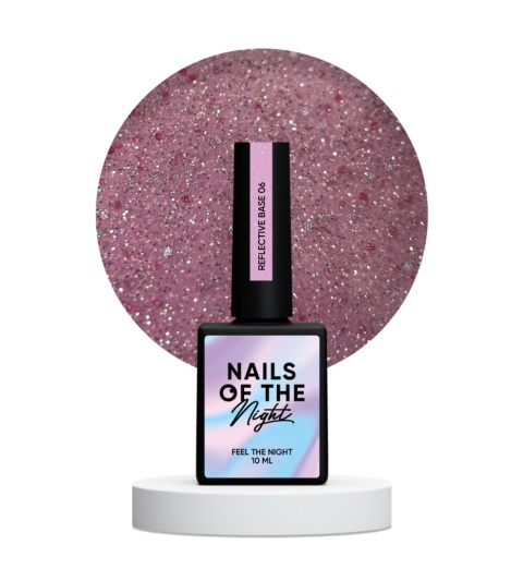 NAILSOFTHENIGHT Reflective base 06 - base with "flash" effect and light pink glitter, 10 ml