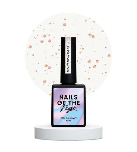 NAILSOFTHENIGHT Bronze Snow 03 - top bez lepkiej warsztwy z nieregularnymi miedzianymi cząsteczkami, 10 ml