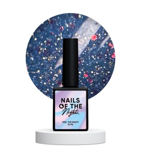 NAILSOFTHENIGHT Reflective base 05 – камуфлююча світловідбиваюча база з насичено-блакитними блискітками, 10 мл