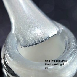 NAILSOFTHENIGHT Shell Bottle gel 01 - white and silver pearl gel for strengthening and repairing, 10 ml