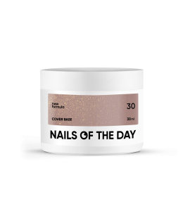 NAILSOFTHEDAY Cover base NEW 30 - напівпрозора натурально-нюдова база зі золотим шимером, 30 мл