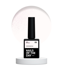 NAILSOFTHEDAY Cover base NEW Milk 05 - półprzezroczysta mleczna baza z różowym brokatem, 10 ml