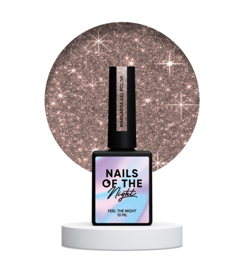 NAILSOFTHENIGHT Margarita - różowo-bezowy lakier hybrydowy z odblaskową drobinką, 10 ml