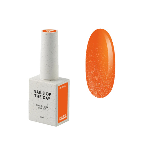 NAILSOFTHEDAY Color of the month January 2025 Vitamin C - jaskrawo pomarańczowy lakier hybrydowy z delikatną drobinką , 10 ml