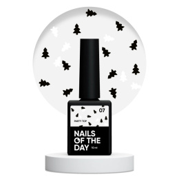 NAILSOFTHEDAY Party top 07 – transparent top with black and white Christmas trees, without sticky layer, 10 ml.