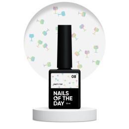 NAILSOFTHEDAY Party top 08 – transparent top with holographic glasses, without sticky layer, 10 ml.