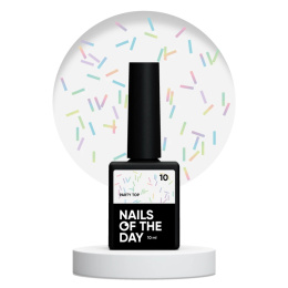 NAILSOFTHEDAY Party top 10 – przezroczysty top z holograficznymi elementami, bez lepkiej warstwy, 10 ml.