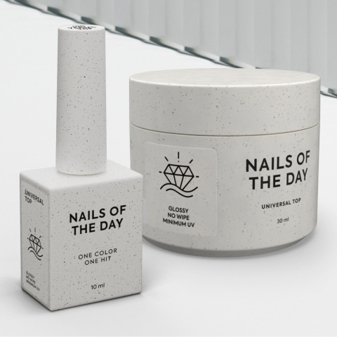NAILSOFTHEDAY Universal top - błyszczący top bez warstwy dyspersyjnej, z minimalną zawartością filtrów UV, 30 ml NAILSOFTHEDAY Universal top - błyszczący top bez warstwy dyspersyjnej, z minimalną zawartością filtrów UV, 30 ml