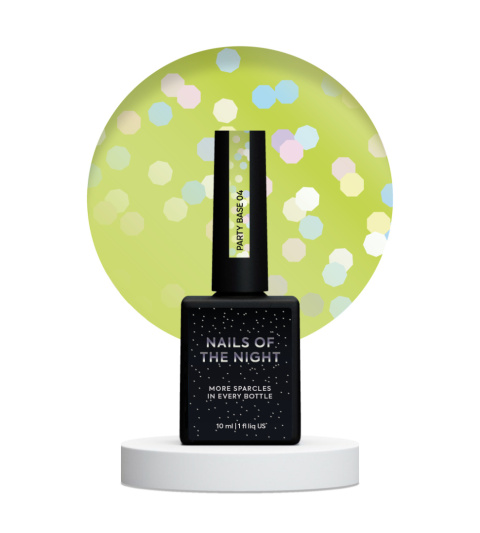 NAILSOFTHENIGHT Party base 04 - neon lemon base with holographic hexagons, 10 ml