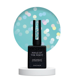 NAILSOFTHENIGHT Party base 05 - neon blue base with holographic hexagons, 10 ml