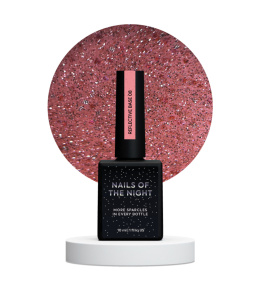 NAILSOFTHENIGHT Reflective base 08 – камуфлююча світловідбиваюча база з персиковим шимером, 10 мл